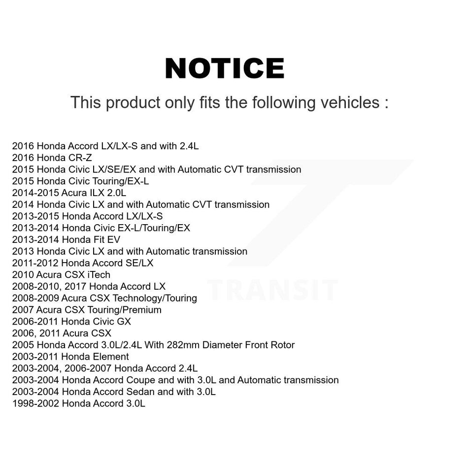 Front Disc Brake Rotor (1 Piece Only) 8-96711 For Honda Civic Accord Fit Acura CSX Element ILX CR-Z