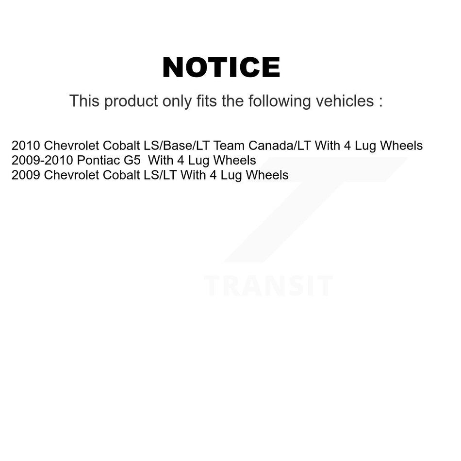 Rear Brake Drum (1 Piece Only) 8-9795 For Chevrolet Cobalt Pontiac G5 With 4 Lug Wheels