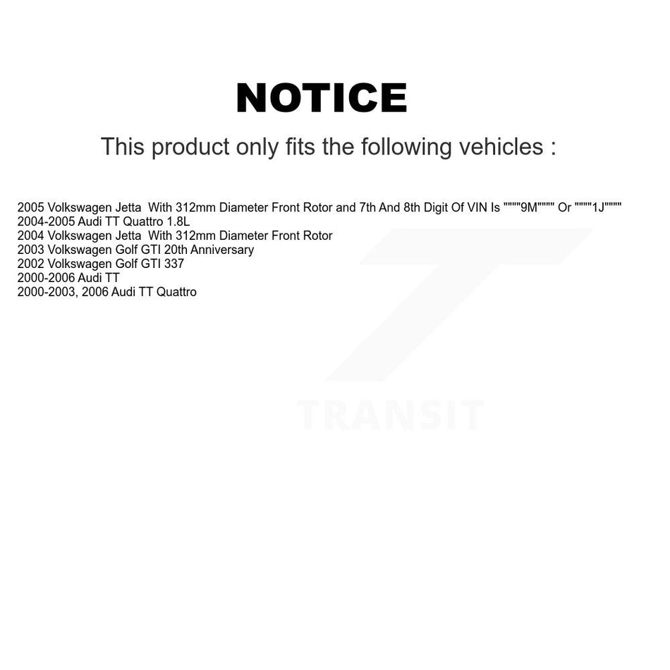 Front Disc Brake Rotor (1 Piece Only) 8-980004 For Volkswagen Jetta Golf Audi TT Quattro