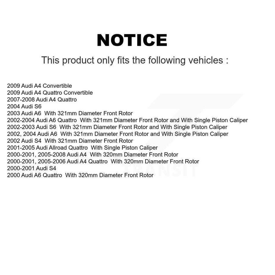Front Disc Brake Rotor (1 Piece Only) 8-980028 For Audi A4 Quattro Allroad A6 S4 S6