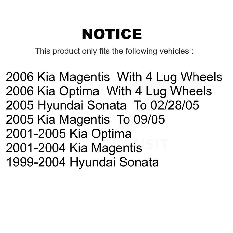 Rear Disc Brake Rotor (1 Piece Only) 8-980054 For Hyundai Sonata Kia Optima Magentis