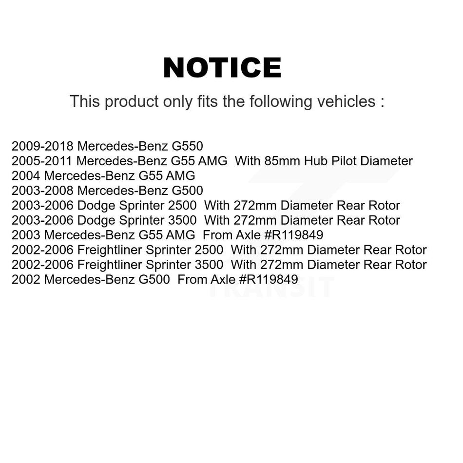 Rear Disc Brake Rotor (1 Piece Only) 8-980164 For Sprinter 2500 Dodge Freightliner 3500 G550 G500