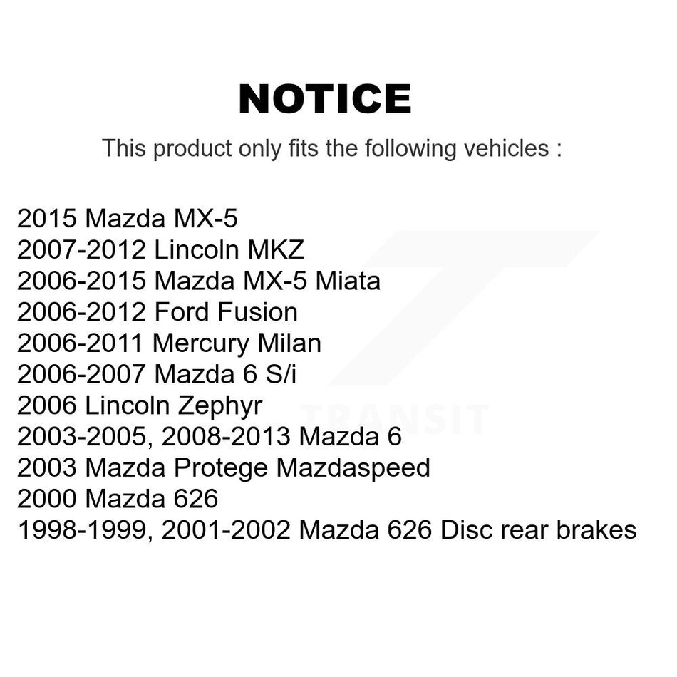 Rear Disc Brake Rotor 8-980172 For Ford Fusion Mazda 6 Lincoln MKZ Mercury Milan MX-5 Miata 626 Zephyr Protege