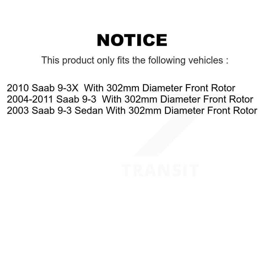 Front Disc Brake Rotor 8-980328 For Saab 9-3 9-3X With 302mm Diameter