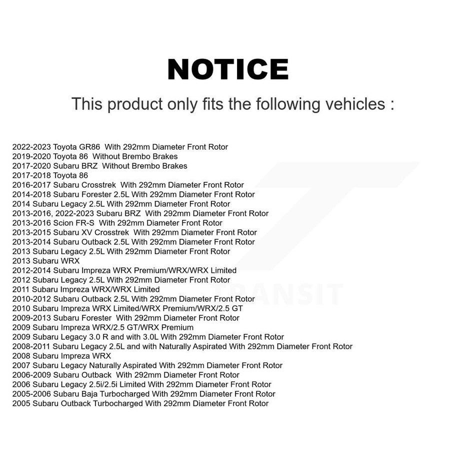 Front Disc Brake Rotor (1 Piece Only) 8-980360 For Subaru Forester Impreza Outback XV Crosstrek BRZ