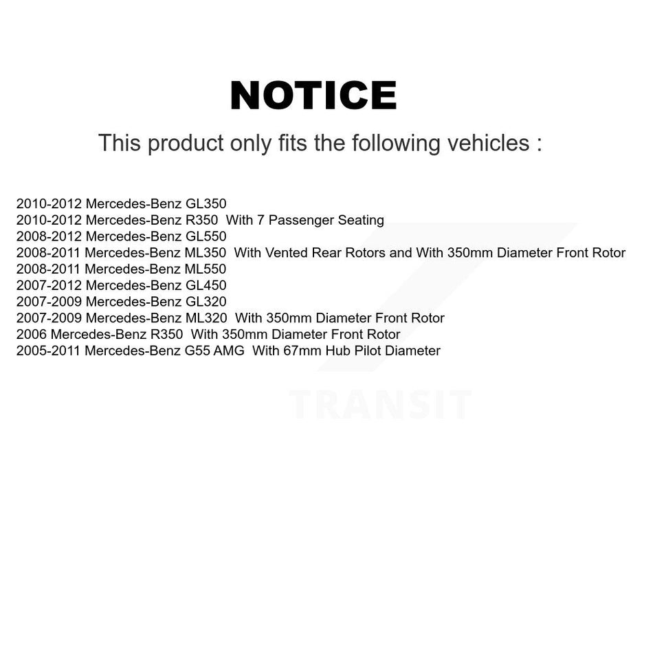 Front Disc Brake Rotor (1 Piece Only) 8-980426 For Mercedes-Benz ML350 ML320 GL350 R350 GL320 GL450