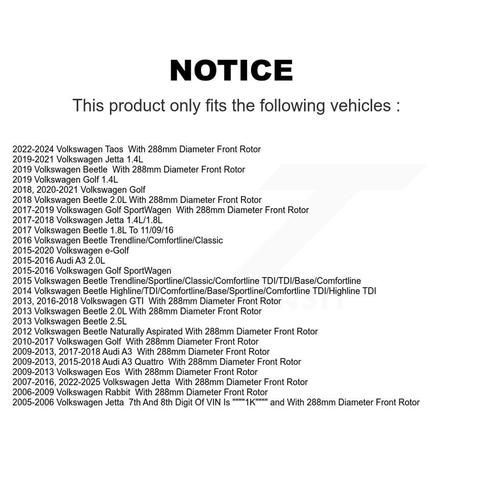 Front Disc Brake Rotor (1 Piece Only) 8-980456 For Volkswagen Jetta Golf Taos SportWagen Beetle Audi