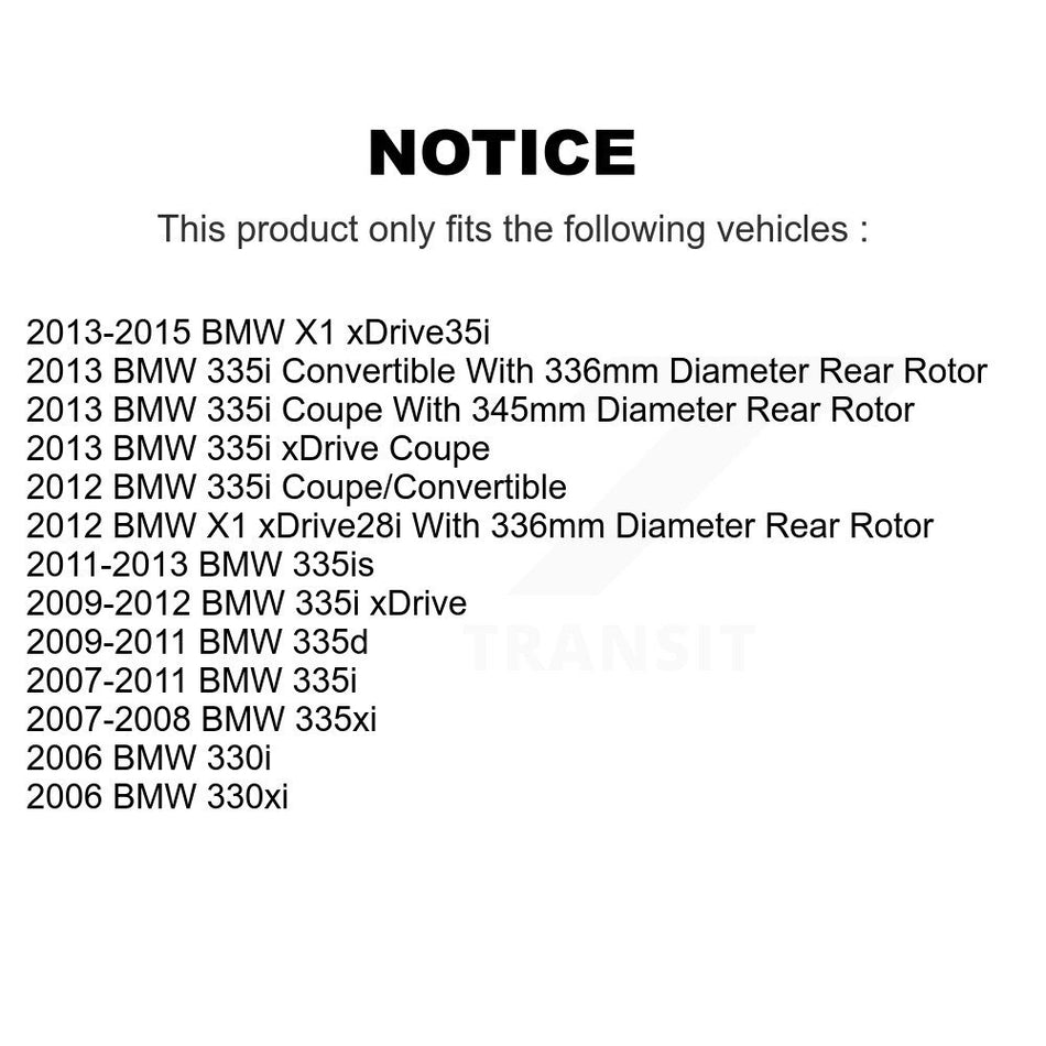 Rear Disc Brake Rotor (1 Piece Only) 8-980485 For BMW X1 335i xDrive 335xi 330i 330xi 335is 335d