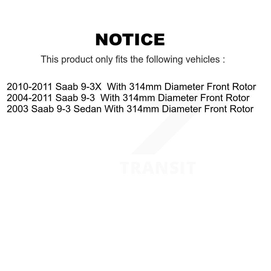 Front Disc Brake Rotor 8-980578 For Saab 9-3 9-3X With 314mm Diameter