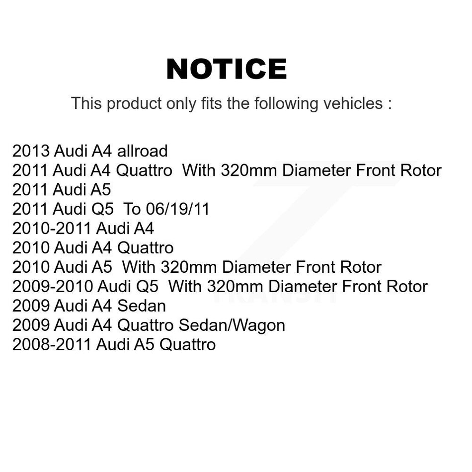 Front Disc Brake Rotor (1 Piece Only) 8-980697 For Audi A4 Quattro Q5 A5 allroad