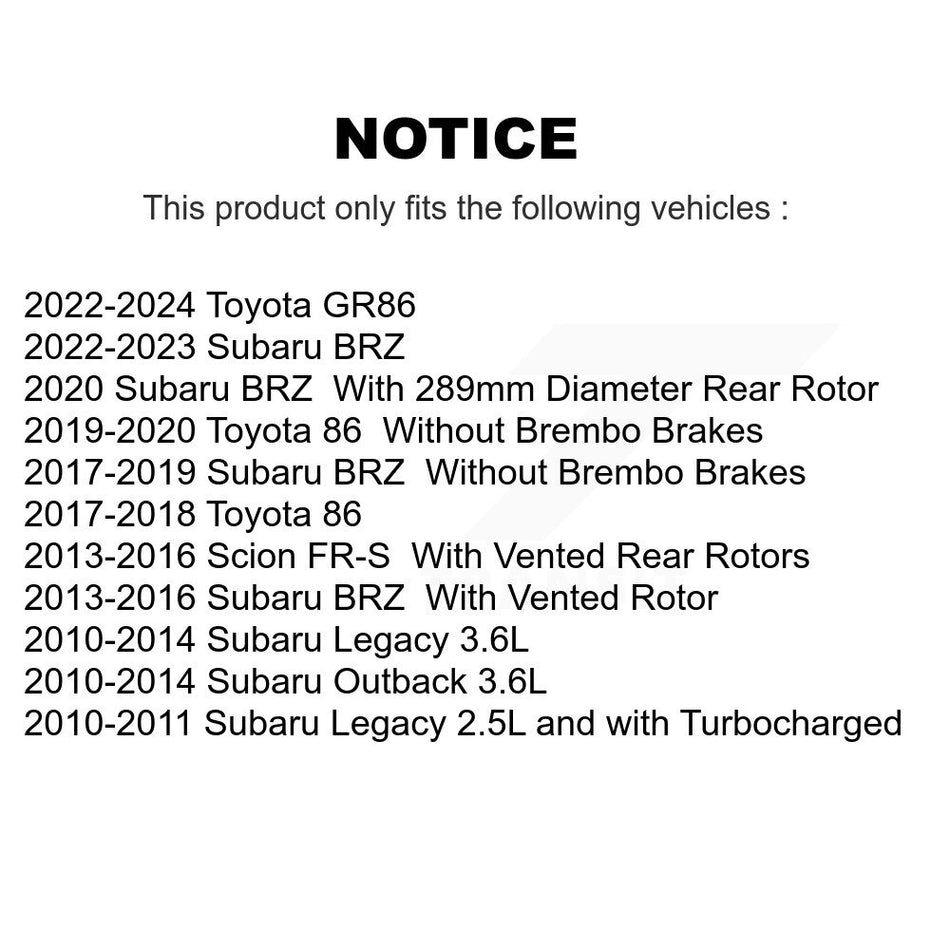 Rear Disc Brake Rotor (1 Piece Only) 8-980785 For Subaru Outback Legacy BRZ Scion FR-S Toyota GR86