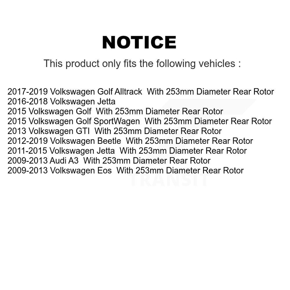 Rear Disc Brake Rotor (1 Piece Only) 8-980874 For Volkswagen Jetta Beetle Golf Alltrack Eos Audi A3