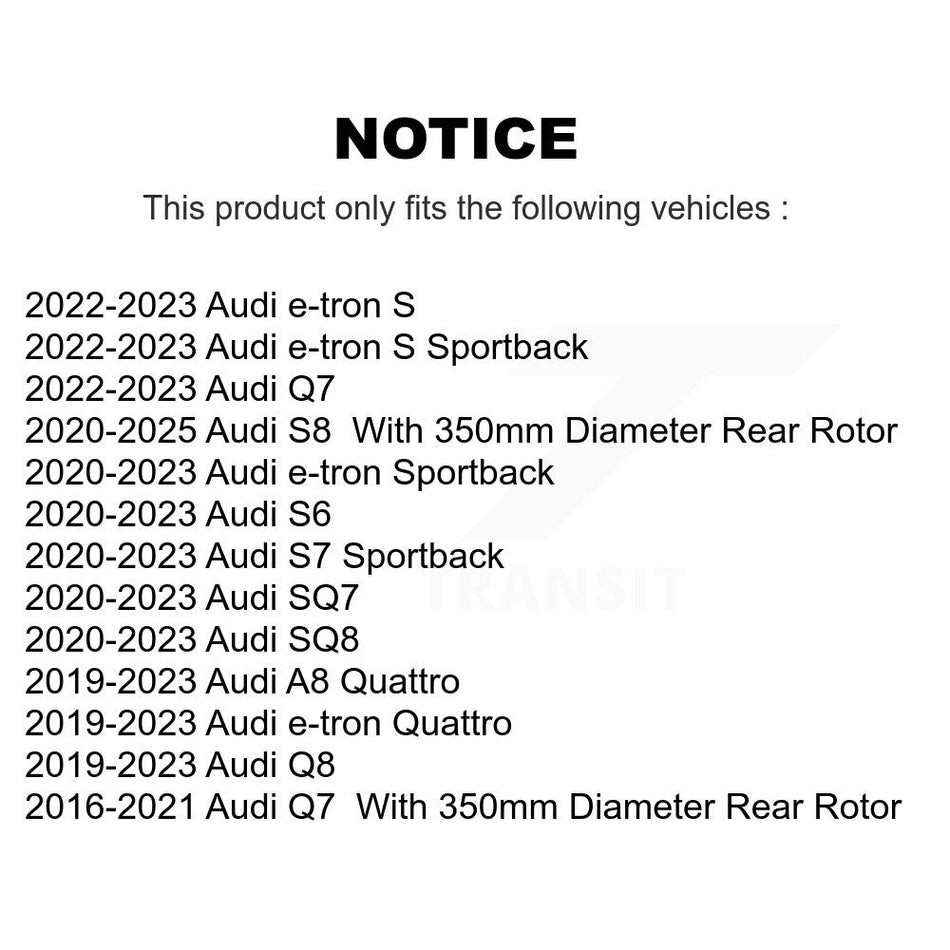 Rear Disc Brake Rotor (1 Piece Only) 8-TQ8349 For Audi Q7 Q8 e-tron Quattro SQ8 Sportback SQ7 A8 S