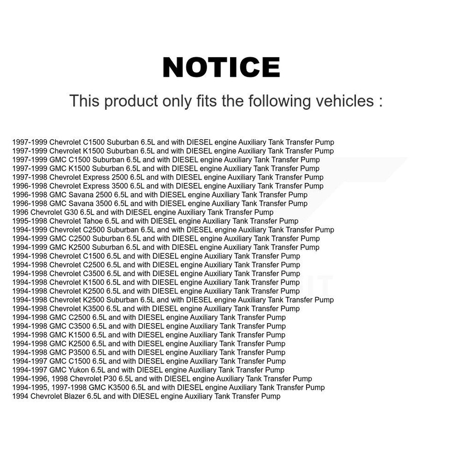 Electric Fuel Pump AGY-00210068 For Chevrolet GMC K1500 C1500 K2500 C2500 K3500 Suburban C3500 Tahoe