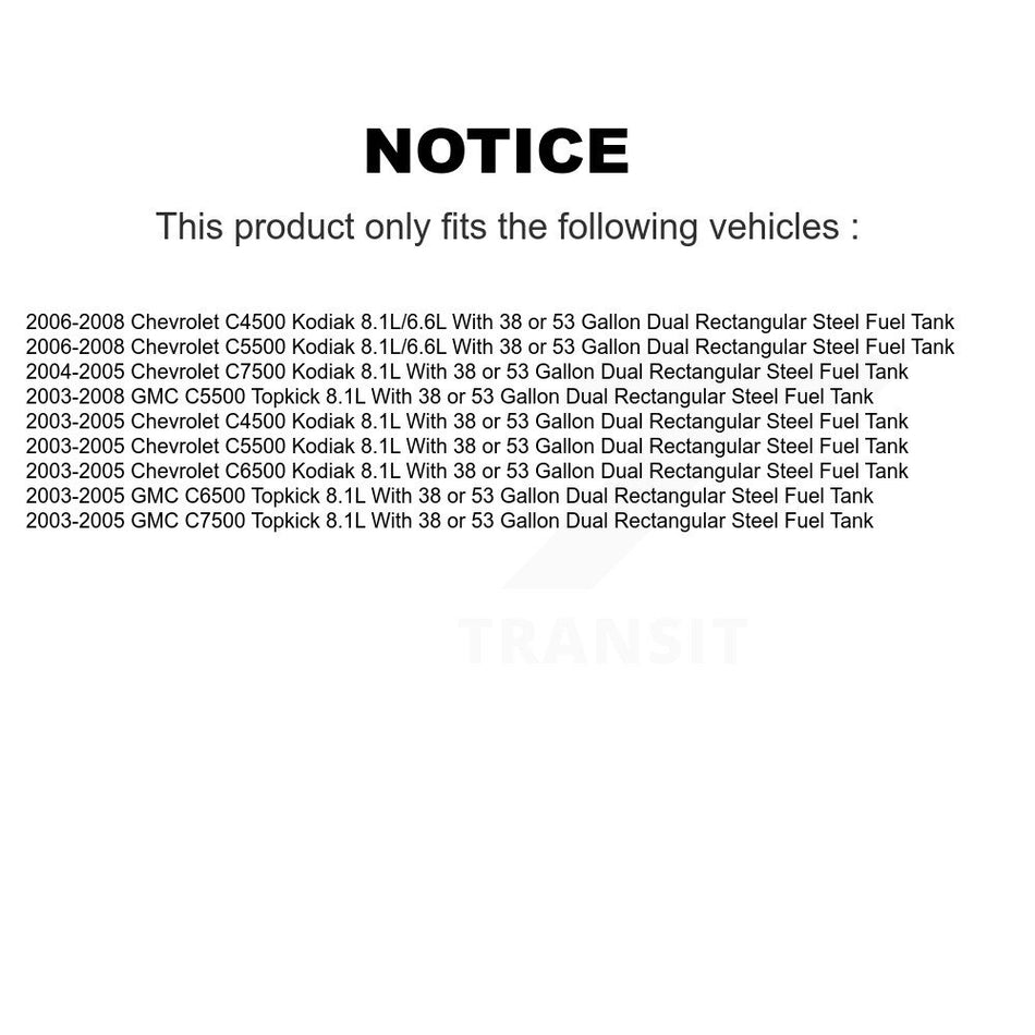 Electric Fuel Pump AGY-00210109 For GMC Chevrolet C4500 Kodiak C5500 C7500 C6500 Topkick