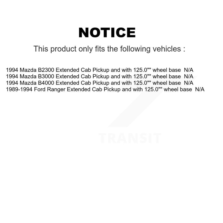 Fuel Tank Strap AGY-01110135 For Ford Ranger Mazda B4000 B3000 B2300 Extended Cab Pickup with 125.0" wheel base