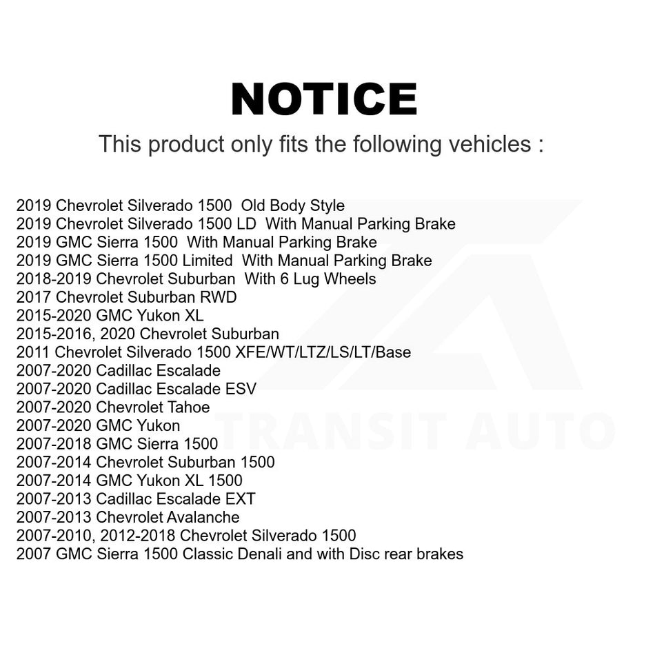 Rear Disc Brake Rotor DS1-580422 For Chevrolet Silverado 1500 GMC Sierra Tahoe Yukon Cadillac Suburban Escalade XL Avalanche ESV LD Classic EXT Limited