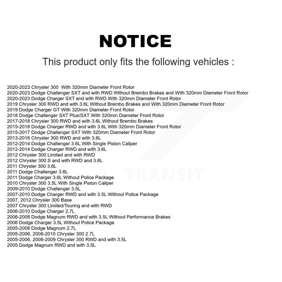 Front Coated Drilled Slotted Disc Brake Rotor (1 Piece Only) DS1-780255 For Dodge Chrysler 300