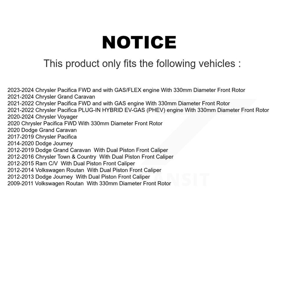 Front Coated Drilled Slotted Disc Brake Rotor (1 Piece Only) DS1-780964 For Dodge Grand Caravan Town