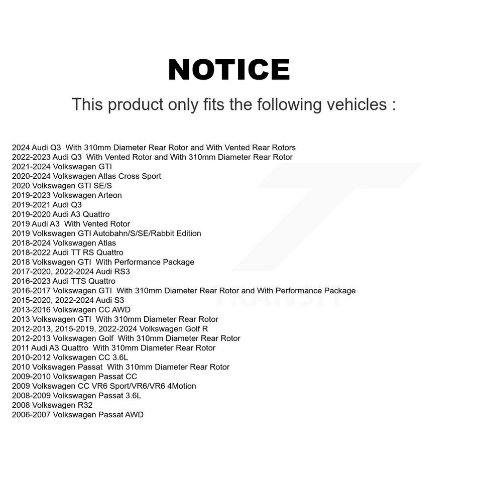 Rear Coated Drilled Slotted Disc Brake Rotor (1 Piece Only) DS1-980585 For Volkswagen Atlas Audi Q3