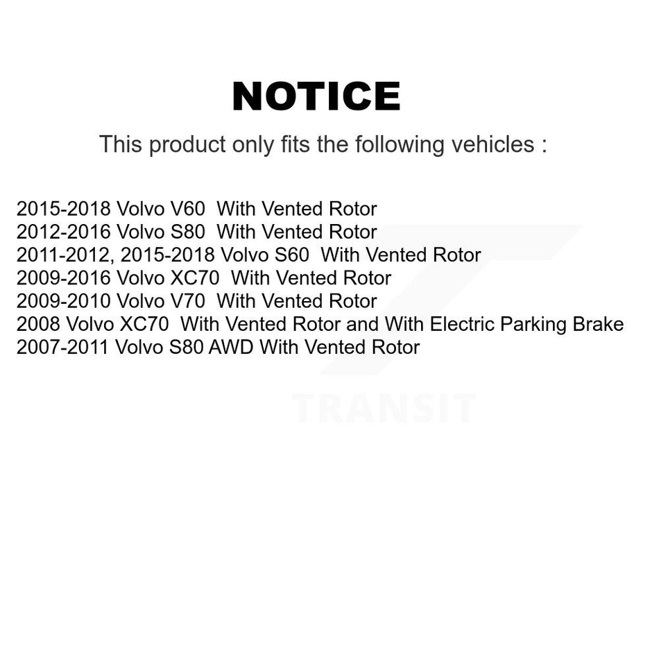 Rear Coated Drilled Slotted Disc Brake Rotor (1 Piece Only) DS1-980609 For Volvo XC70 S60 V60 S80