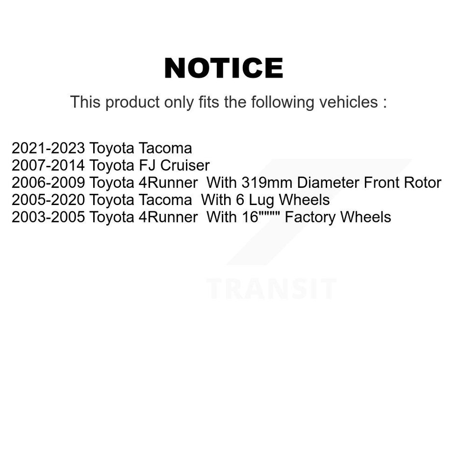 Front Coated Drilled Slotted Disc Brake Rotor (1 Piece Only) DS1-980670 For Toyota Tacoma 4Runner FJ