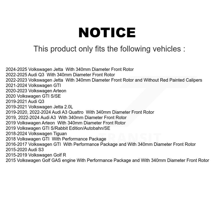 Front Coated Drilled Slotted Disc Brake Rotor (1 Piece Only) DS1-981914 For Volkswagen Tiguan Jetta