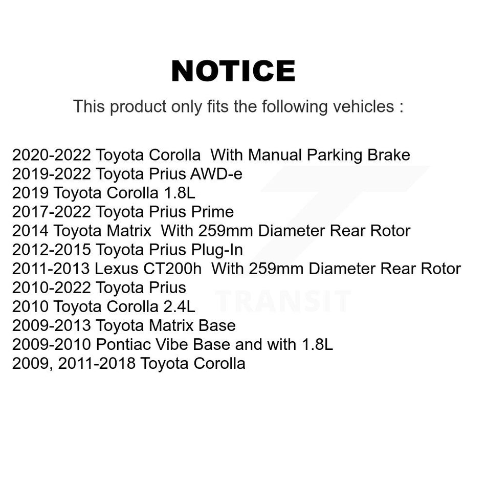 Rear Coated Disc Brake Rotor (1 Piece Only) GCR-580704 For Toyota Corolla Matrix Prius Prime Pontiac