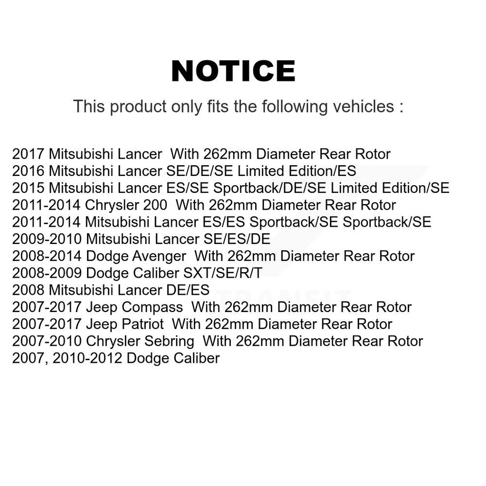 Rear Coated Disc Brake Rotor (1 Piece Only) GCR-780457 For Jeep Mitsubishi Lancer Patriot Dodge 200