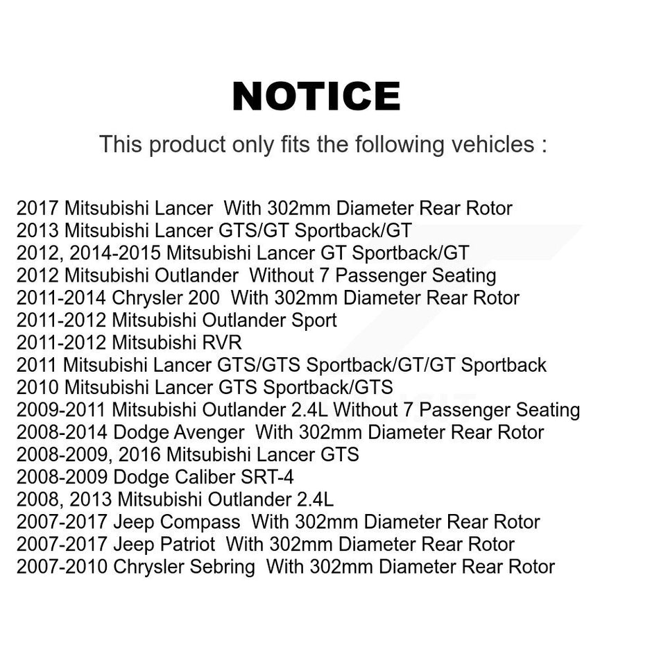 Rear Coated Disc Brake Rotor (1 Piece Only) GCR-780541 For Mitsubishi Jeep Lancer Patriot Chrysler