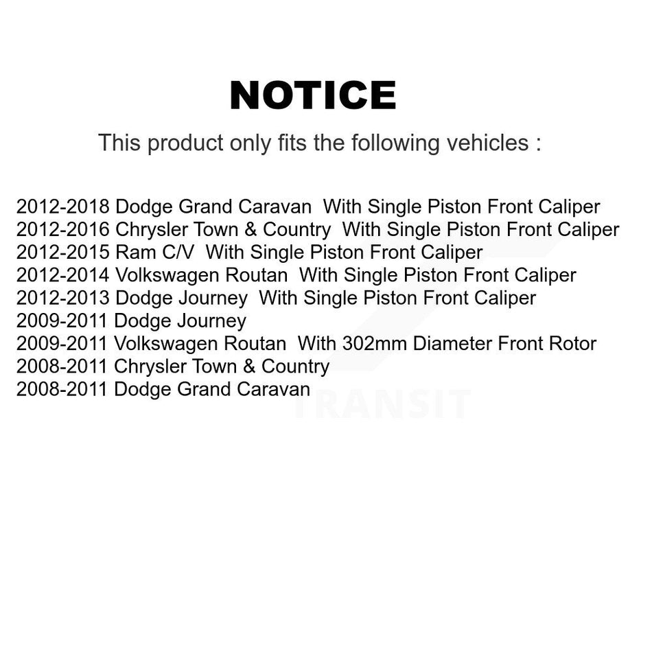 Front Coated Disc Brake Rotor (1 Piece Only) GCR-780624 For Dodge Grand Caravan Journey Chrysler &