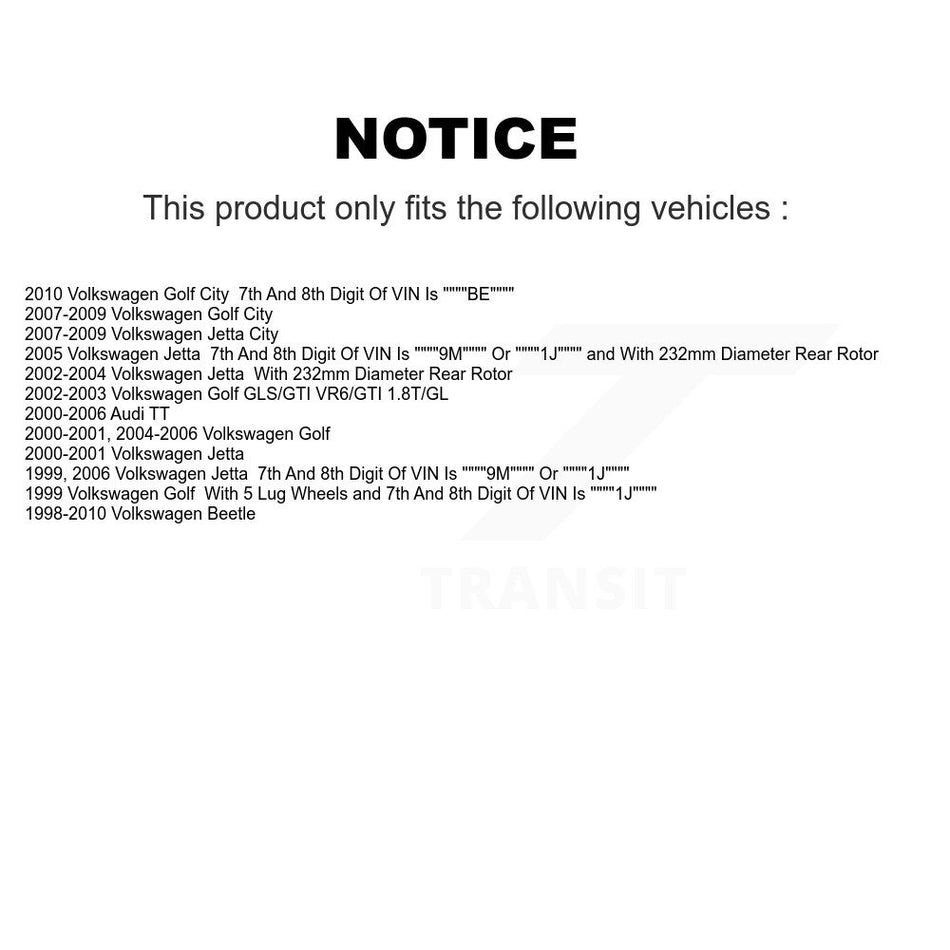 Rear Coated Disc Brake Rotor (1 Piece Only) GCR-96779 For Volkswagen Jetta Golf Beetle City Audi TT