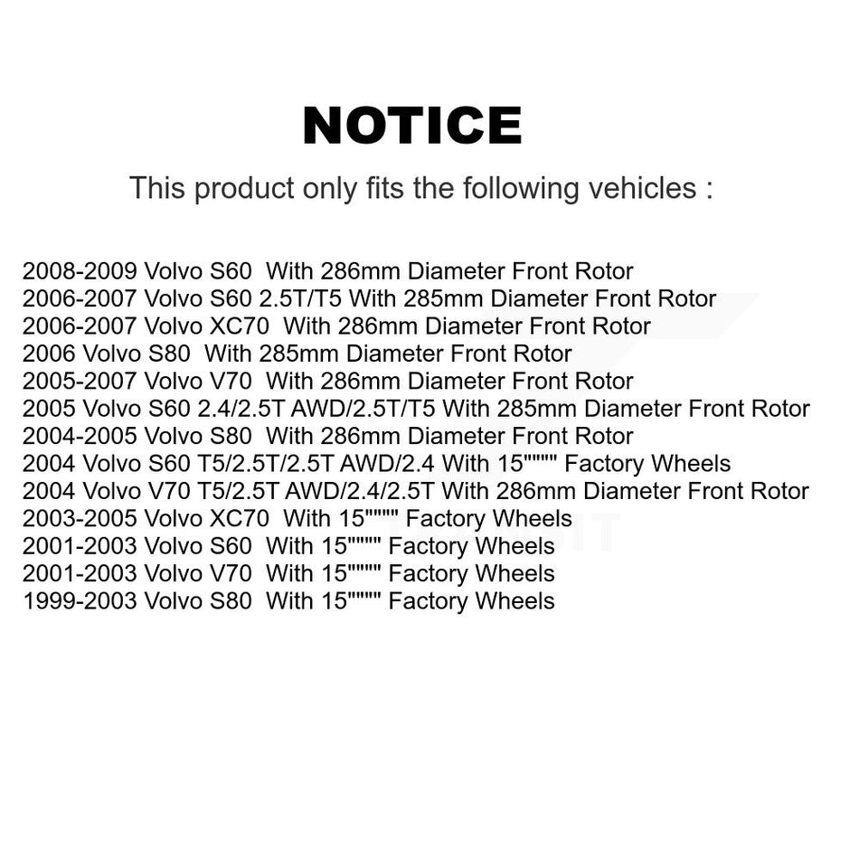 Front Coated Disc Brake Rotor (1 Piece Only) GCR-980046 For Volvo S60 XC70 V70 S80