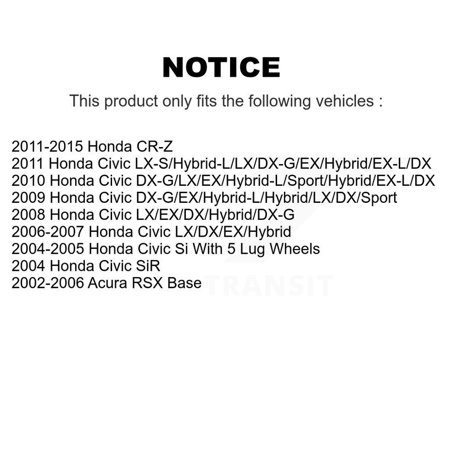 Front Coated Disc Brake Rotor (1 Piece Only) GCR-980059 For Honda Civic Acura RSX CR-Z