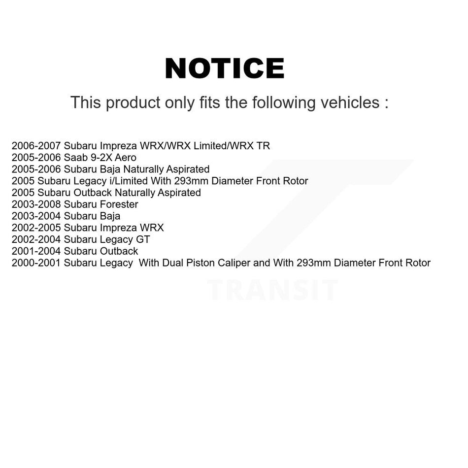 Front Coated Disc Brake Rotor (1 Piece Only) GCR-980141 For Subaru Impreza Forester Outback Legacy