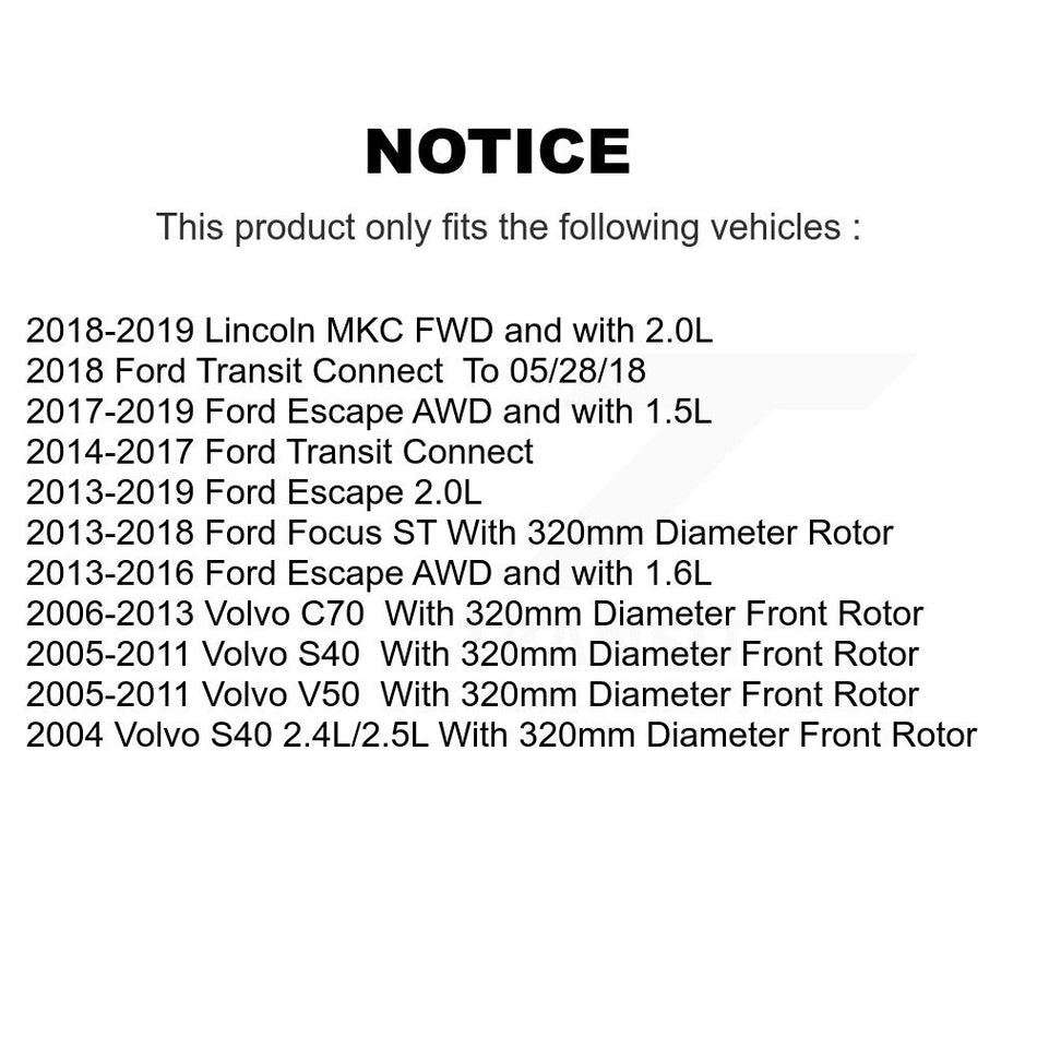 Front Coated Disc Brake Rotor (1 Piece Only) GCR-980552 For Ford Escape Focus Transit Connect Volvo