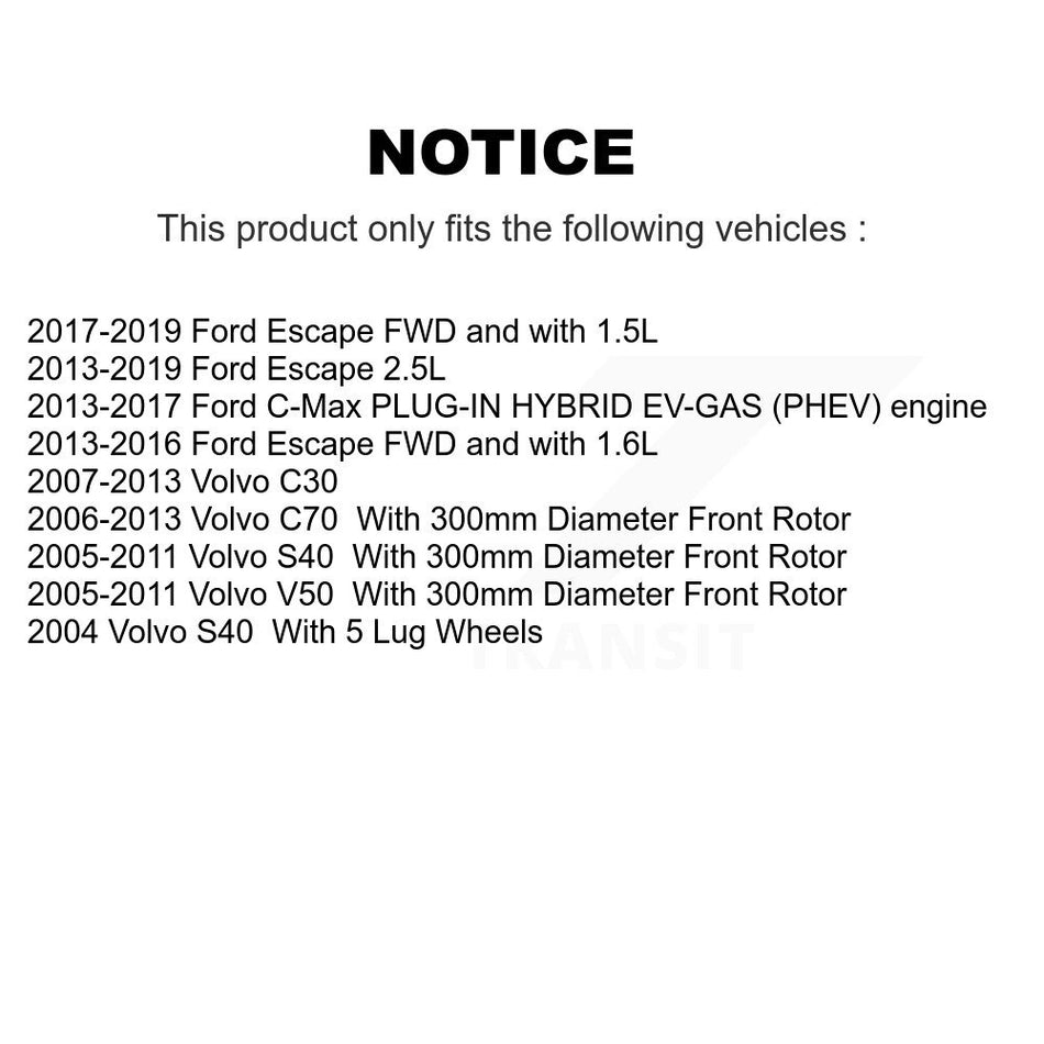 Front Coated Disc Brake Rotor (1 Piece Only) GCR-980601 For Ford Escape Volvo C-Max S40 C30 V50 C70