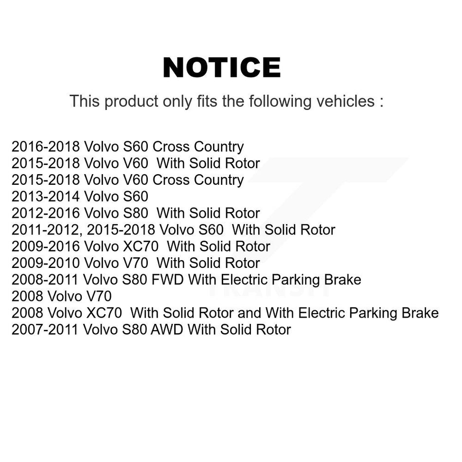 Rear Coated Disc Brake Rotor (1 Piece Only) GCR-980607 For Volvo XC70 S60 V60 S80 Cross Country V70