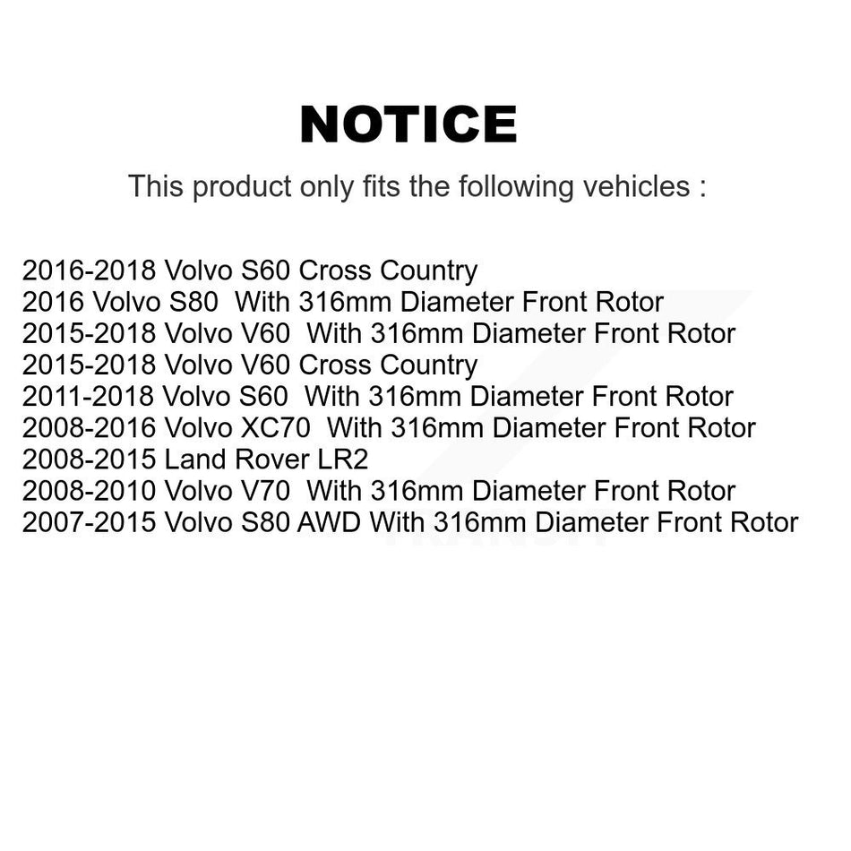 Front Coated Disc Brake Rotor (1 Piece Only) GCR-980642 For Volvo XC70 S60 Land Rover LR2 V60 S80