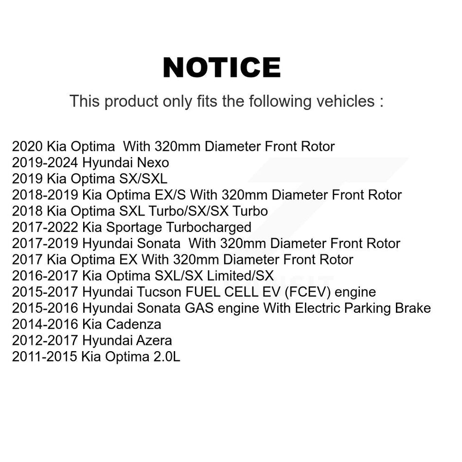 Front Coated Disc Brake Rotor (1 Piece Only) GCR-980915 For Hyundai Kia Tucson Sportage Optima Nexo