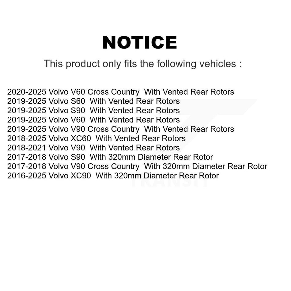 Rear Coated Disc Brake Rotor (1 Piece Only) GCR-982109 For Volvo XC60 XC90 S60 V60 Cross Country V90