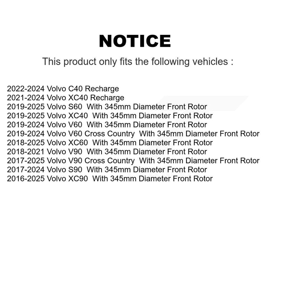 Front Coated Disc Brake Rotor (1 Piece Only) GCR-982110 For Volvo XC60 XC90 XC40 Recharge S60 V60