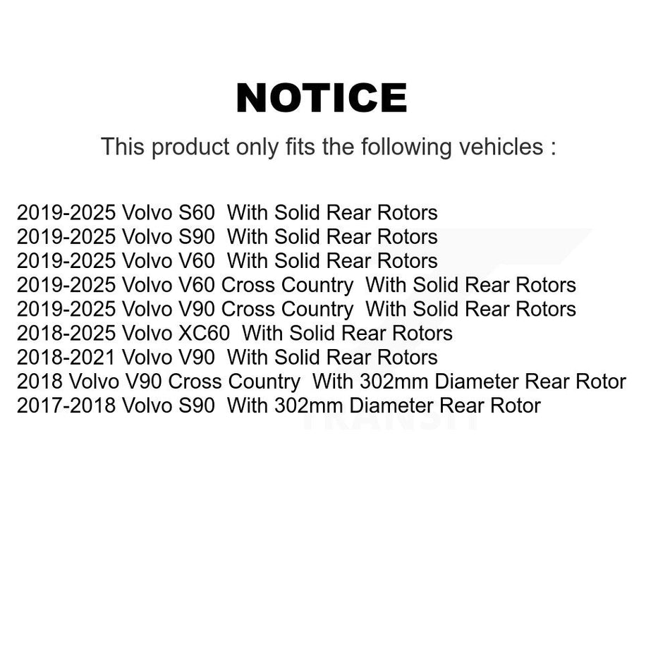 Rear Coated Disc Brake Rotor (1 Piece Only) GCR-982273 For Volvo XC60 S60 V60 Cross Country S90 V90