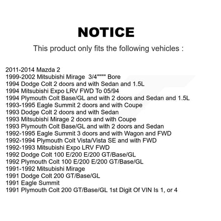 Rear Drum Brake Wheel Cylinder Pair For Mazda 2 Colt Plymouth Dodge Eagle Summit Mirage K14-100074