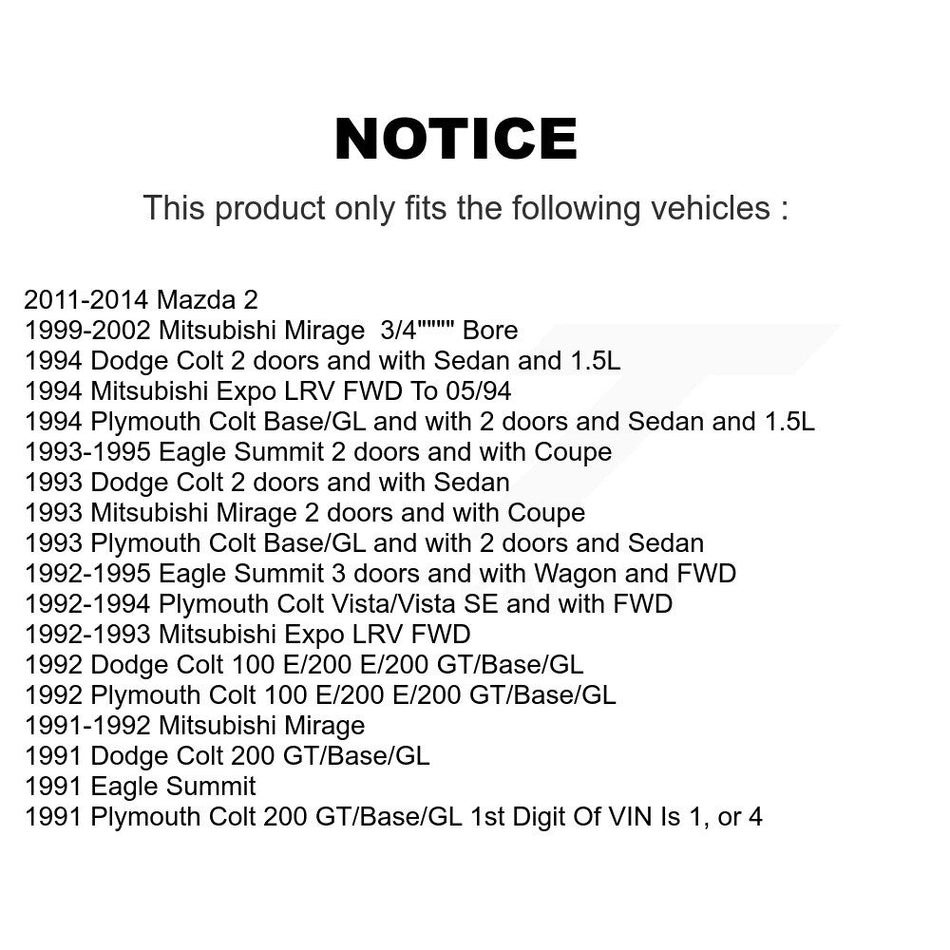 Rear Drum Brake Wheel Cylinder Pair For Mazda 2 Colt Plymouth Dodge Eagle Summit Mirage K14-100074