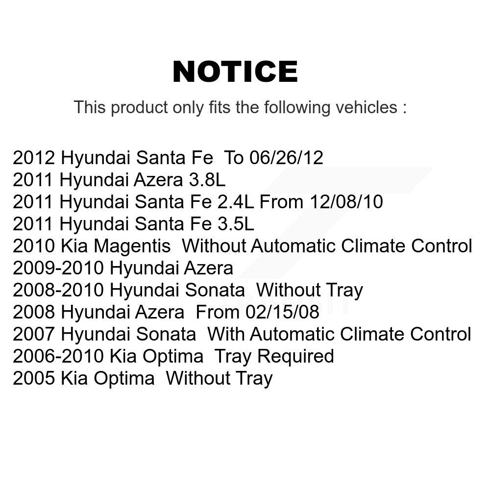 Cabin Air Filter (2 Pack) For Hyundai Santa Fe Sonata Kia Optima Azera Magentis K54-100058