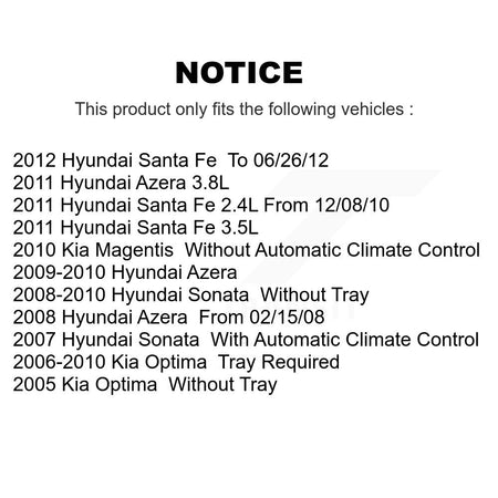 Cabin Air Filter (2 Pack) For Hyundai Santa Fe Sonata Kia Optima Azera Magentis K54-100058