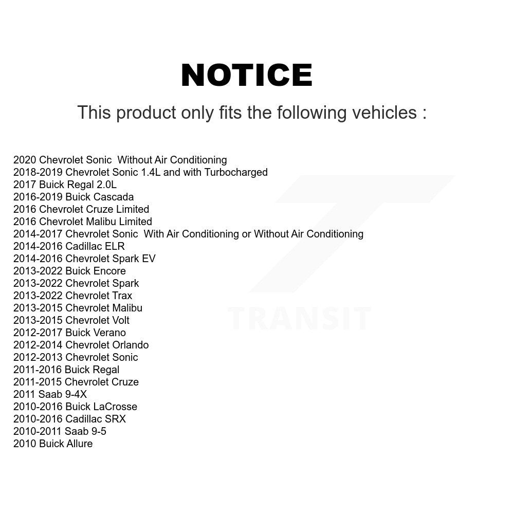 Cabin Air Filter (2 Pack) For Chevrolet Cruze Buick Encore Trax Spark Sonic Verano SRX EV K54-100106