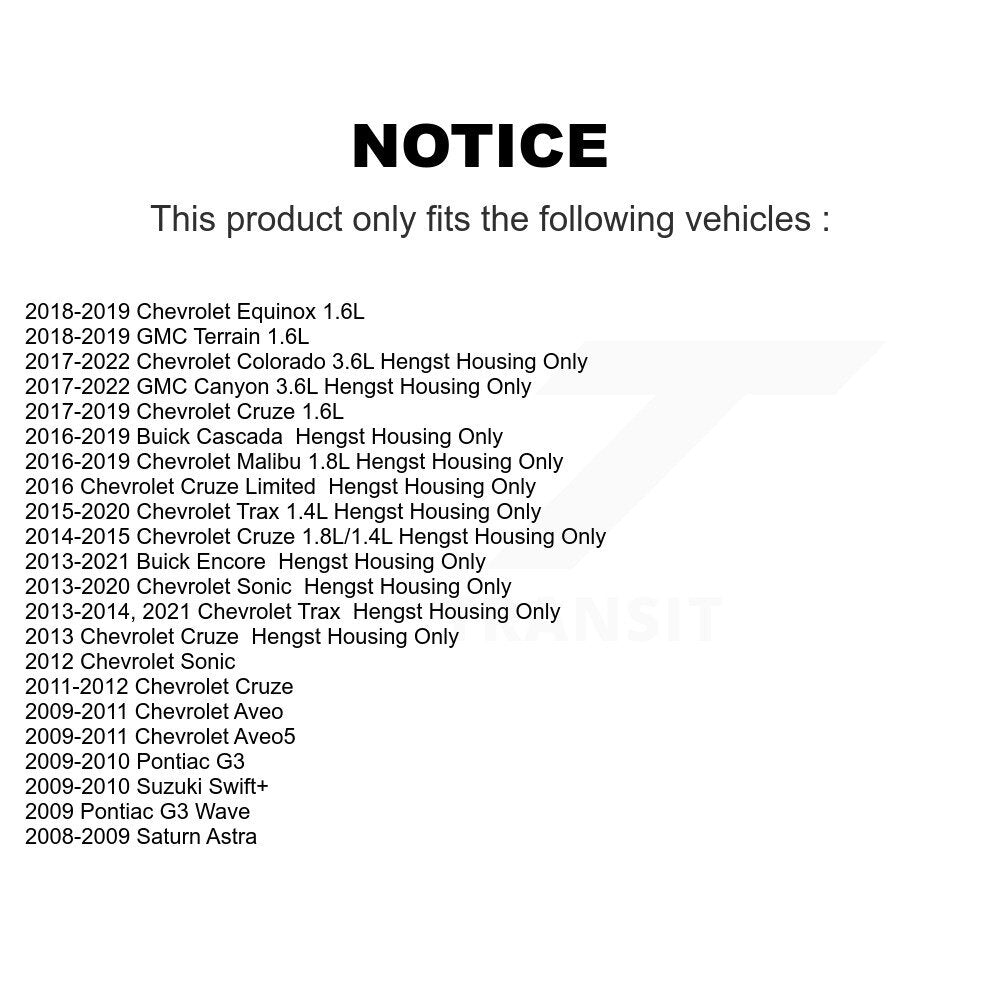 Engine Cartridge Oil Filter (2 Pack) For Chevrolet Cruze Buick Encore GMC Trax Equinox G3 K56-100032