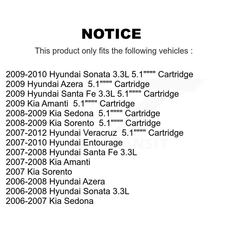 Engine Cartridge Oil Filter (2 Pack) For Hyundai Santa Fe Sonata Kia Veracruz Sedona K56-100034